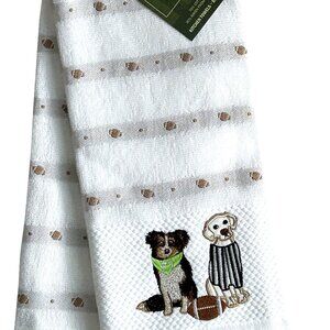 Game Day Game On 2 Pc Embroidered  Kitchen Towel Set Dogs Football Cotton/Rayon